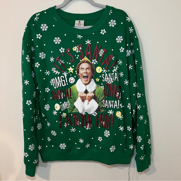 Juniors' Licensed Santa I Know Him Holiday Graphic Light Up Pullover Sweatshirt - Picture 4 of 10